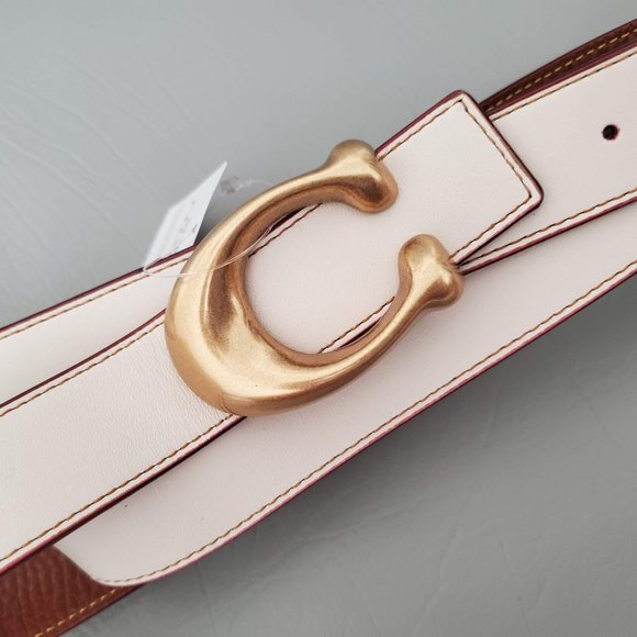 NEW COACH C Buckle logo Reversible leather belt - Picture 3 of 8